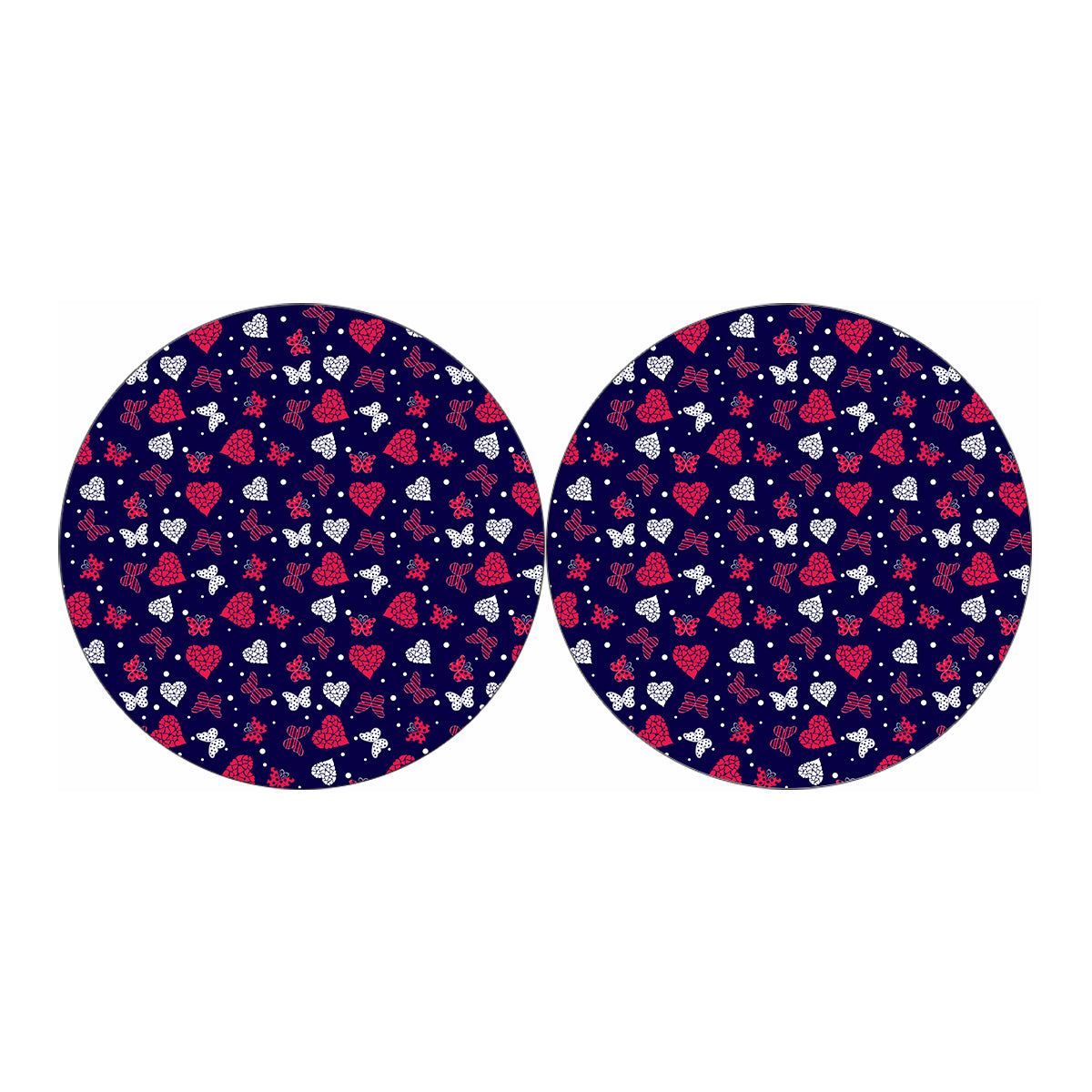 Girly Heart And Butterfly Pattern Print Car Coasters