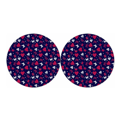 Girly Heart And Butterfly Pattern Print Car Coasters