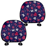 Girly Heart And Butterfly Pattern Print Car Headrest Covers