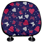 Girly Heart And Butterfly Pattern Print Car Headrest Covers