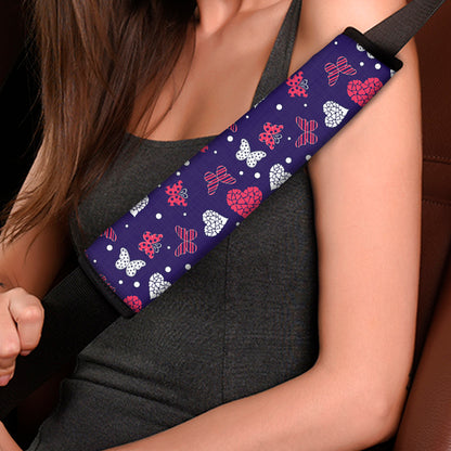 Girly Heart And Butterfly Pattern Print Car Seat Belt Covers