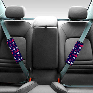 Girly Heart And Butterfly Pattern Print Car Seat Belt Covers