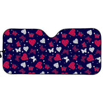 Girly Heart And Butterfly Pattern Print Car Sun Shade