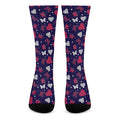 Girly Heart And Butterfly Pattern Print Crew Socks