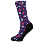 Girly Heart And Butterfly Pattern Print Crew Socks