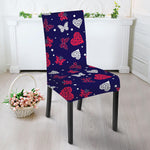 Girly Heart And Butterfly Pattern Print Dining Chair Slipcover