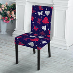 Girly Heart And Butterfly Pattern Print Dining Chair Slipcover