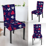 Girly Heart And Butterfly Pattern Print Dining Chair Slipcover