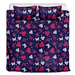 Girly Heart And Butterfly Pattern Print Duvet Cover Bedding Set
