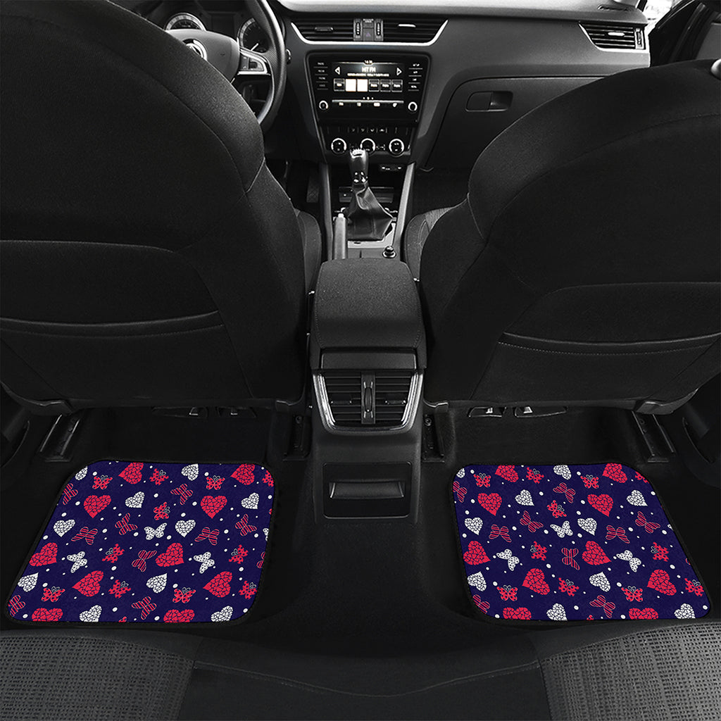 Girly Heart And Butterfly Pattern Print Front and Back Car Floor Mats