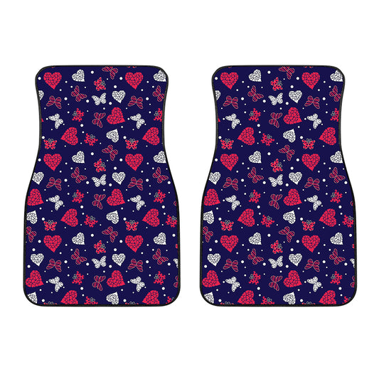 Girly Heart And Butterfly Pattern Print Front Car Floor Mats