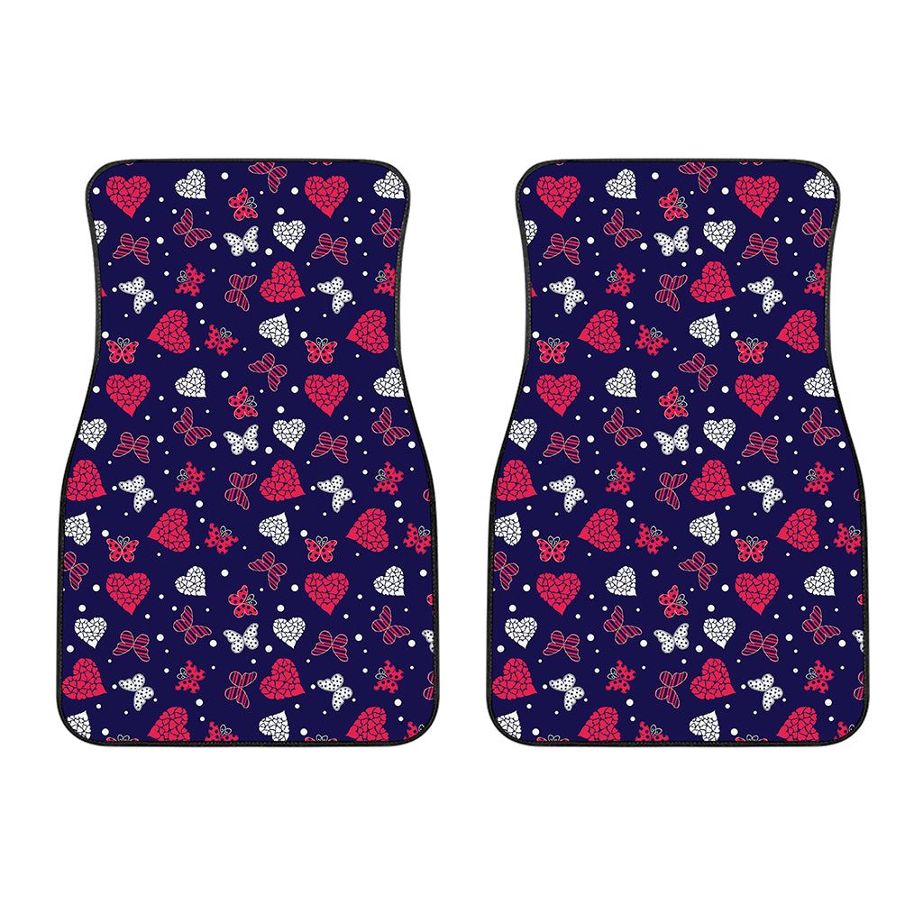 Girly Heart And Butterfly Pattern Print Front Car Floor Mats