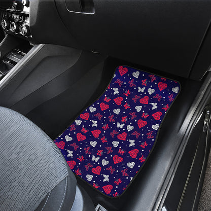 Girly Heart And Butterfly Pattern Print Front Car Floor Mats