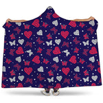 Girly Heart And Butterfly Pattern Print Hooded Blanket