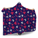 Girly Heart And Butterfly Pattern Print Hooded Blanket