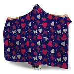 Girly Heart And Butterfly Pattern Print Hooded Blanket