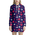 Girly Heart And Butterfly Pattern Print Pullover Hoodie Dress