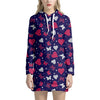 Girly Heart And Butterfly Pattern Print Hoodie Dress