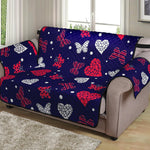 Girly Heart And Butterfly Pattern Print Loveseat Protector
