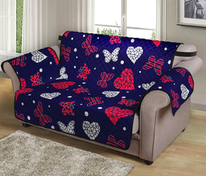 Girly Heart And Butterfly Pattern Print Loveseat Protector