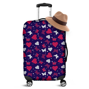 Girly Heart And Butterfly Pattern Print Luggage Cover