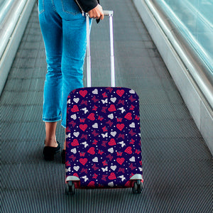 Girly Heart And Butterfly Pattern Print Luggage Cover