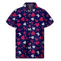 Girly Heart And Butterfly Pattern Print Men's Short Sleeve Shirt