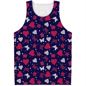 Girly Heart And Butterfly Pattern Print Men's Tank Top