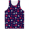 Girly Heart And Butterfly Pattern Print Men's Tank Top