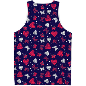 Girly Heart And Butterfly Pattern Print Men's Tank Top