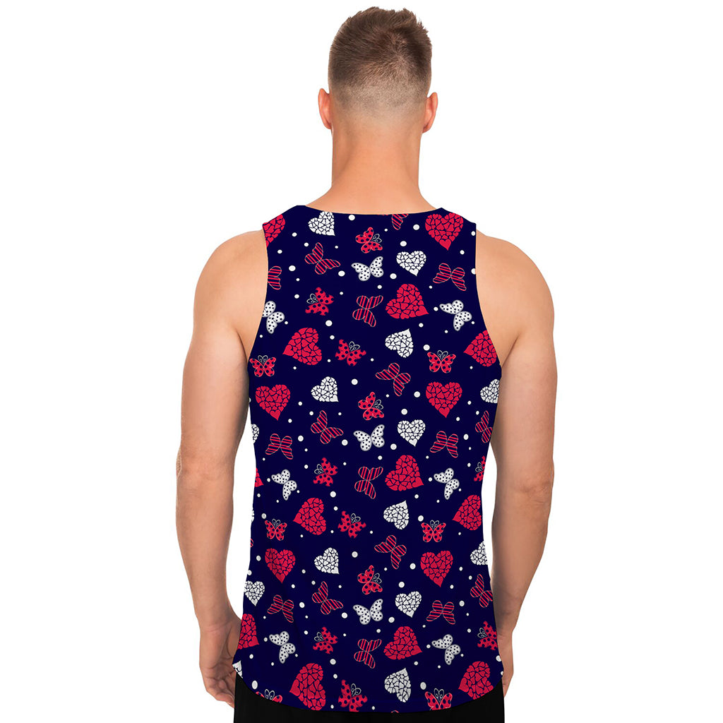 Girly Heart And Butterfly Pattern Print Men's Tank Top