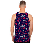 Girly Heart And Butterfly Pattern Print Men's Tank Top