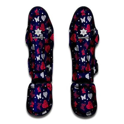 Girly Heart And Butterfly Pattern Print Muay Thai Shin Guard