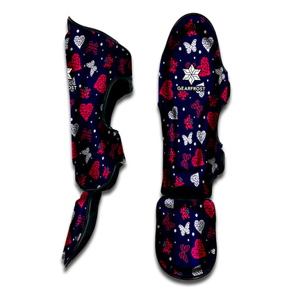 Girly Heart And Butterfly Pattern Print Muay Thai Shin Guard