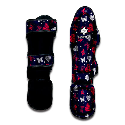 Girly Heart And Butterfly Pattern Print Muay Thai Shin Guard