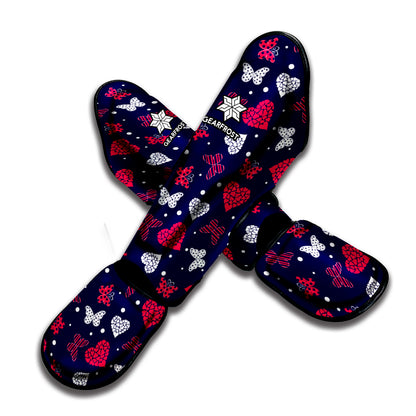 Girly Heart And Butterfly Pattern Print Muay Thai Shin Guard