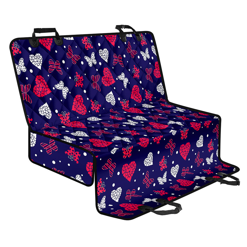 Girly Heart And Butterfly Pattern Print Pet Car Back Seat Cover