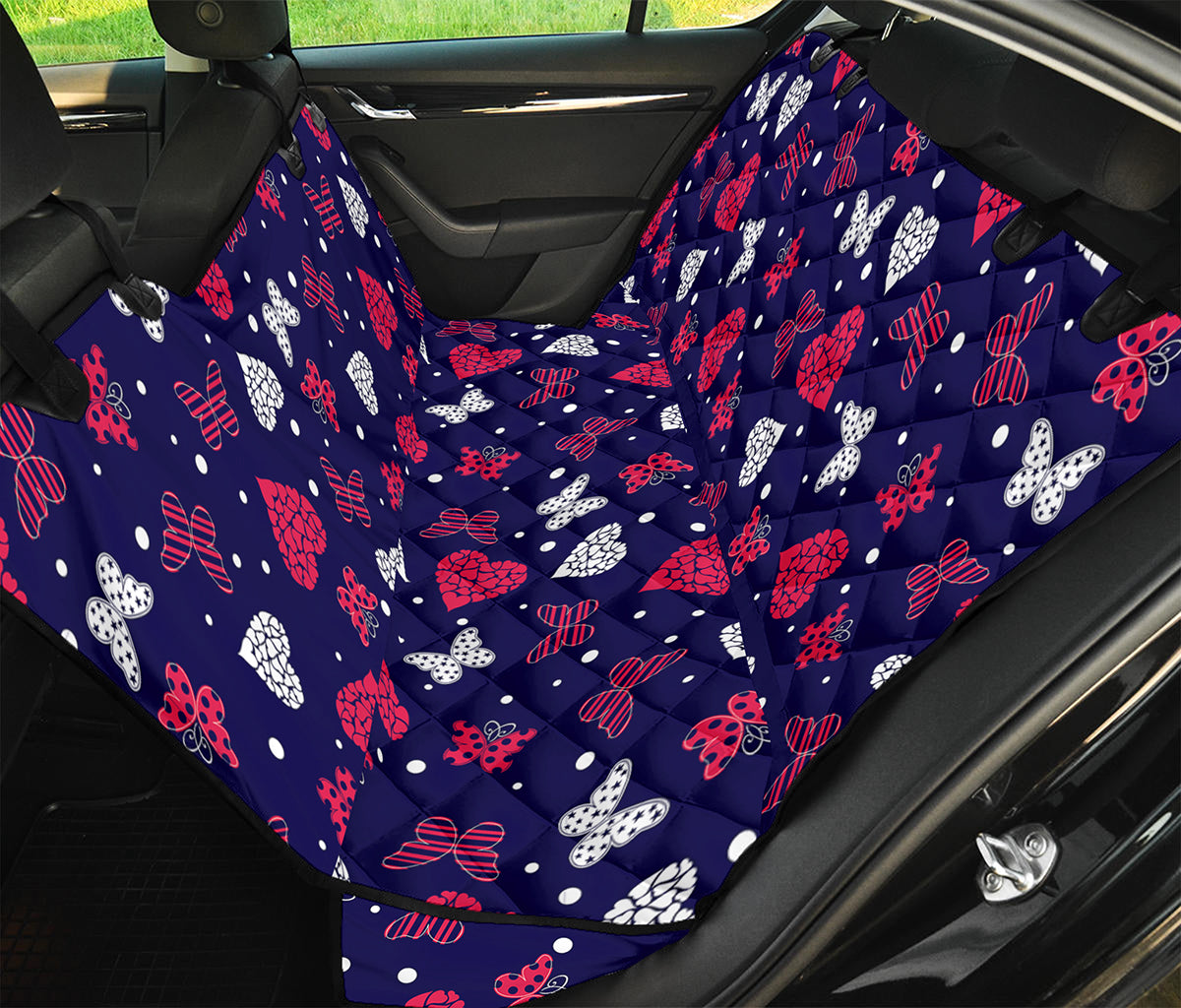 Girly Heart And Butterfly Pattern Print Pet Car Back Seat Cover