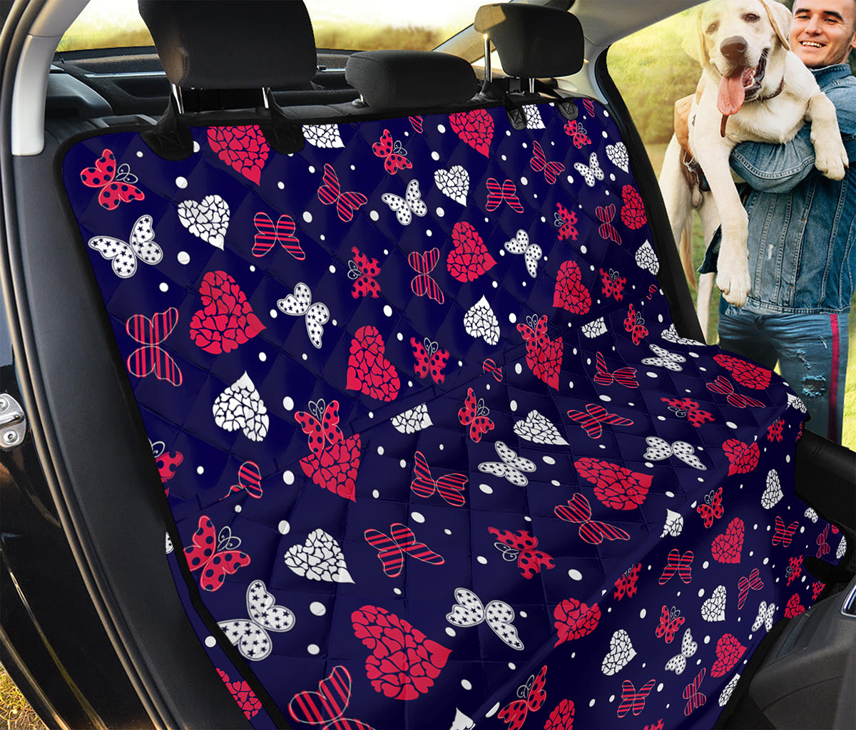 Girly Heart And Butterfly Pattern Print Pet Car Back Seat Cover