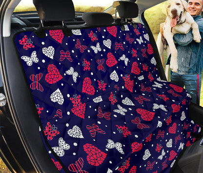 Girly Heart And Butterfly Pattern Print Pet Car Back Seat Cover