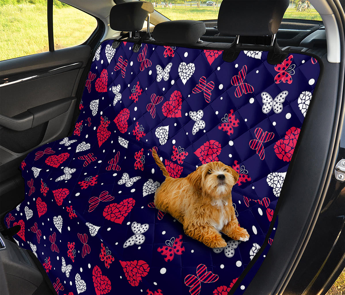 Girly Heart And Butterfly Pattern Print Pet Car Back Seat Cover