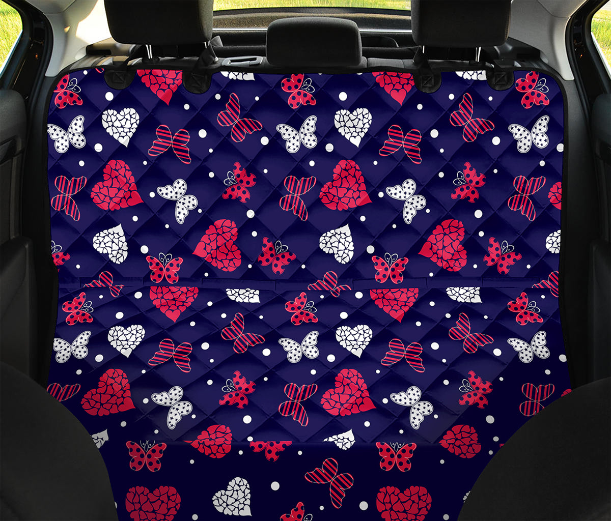 Girly Heart And Butterfly Pattern Print Pet Car Back Seat Cover