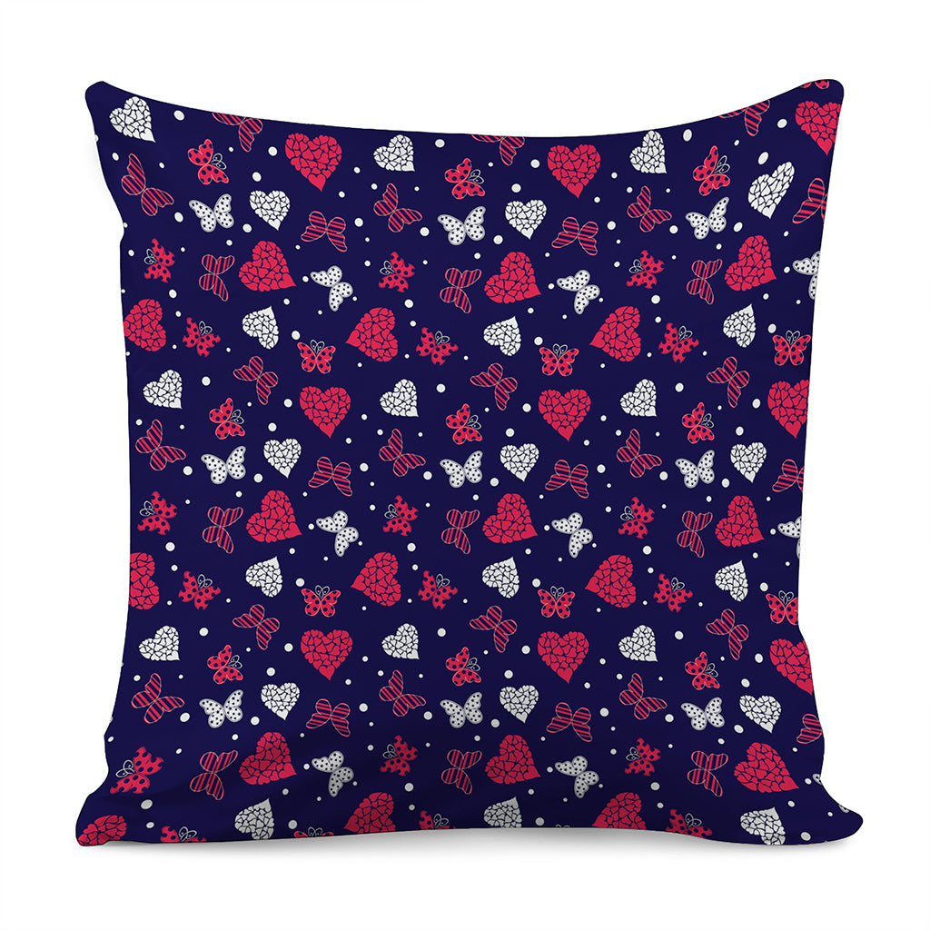 Girly Heart And Butterfly Pattern Print Pillow Cover