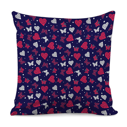 Girly Heart And Butterfly Pattern Print Pillow Cover