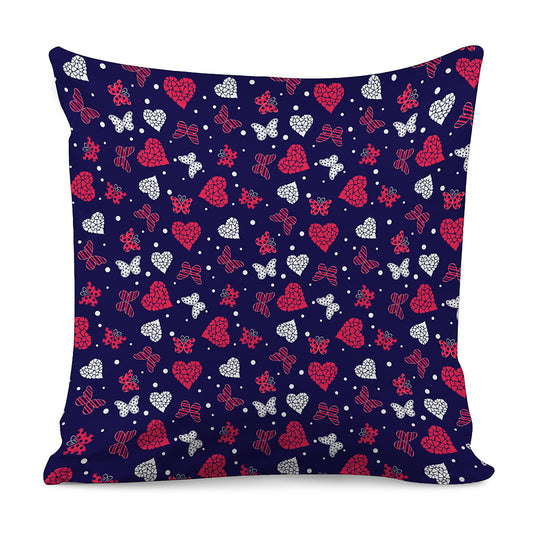 Girly Heart And Butterfly Pattern Print Pillow Cover