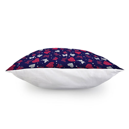 Girly Heart And Butterfly Pattern Print Pillow Cover