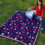 Girly Heart And Butterfly Pattern Print Quilt