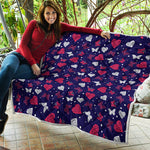 Girly Heart And Butterfly Pattern Print Quilt