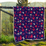 Girly Heart And Butterfly Pattern Print Quilt