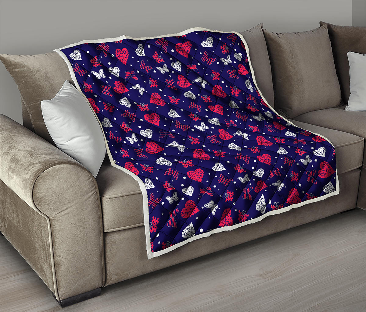 Girly Heart And Butterfly Pattern Print Quilt